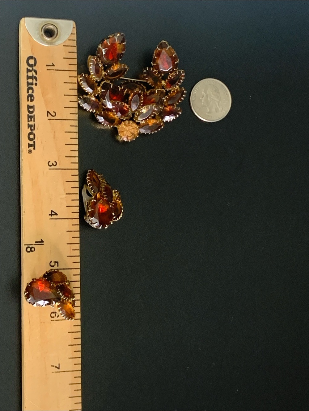 Verified Vintage JULIANA (DeLizza & Elster) Topaz Amber Rhinestone Brooch & Earr - Picture 12 of 15